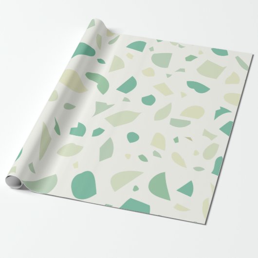 Groen terrazpatroon cadeaupapier (Uitgerold)