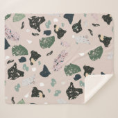 Groen Terrazzo Patroon Sherpa Deken (Voorkant (horizontaal))