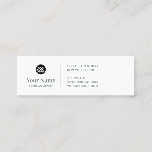 Groen tiny business logo simpel modern minimalisti mini visitekaartje (Voorkant)