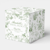 Groen Toile de Jouy Bloemen Bruids Brunch gunstbox Bedankdoosjes (Achterkant)
