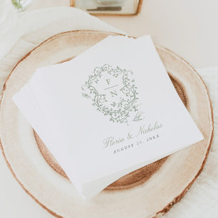 Groen Toile Trouwpapier Napkins Chinoiserie Chic Servet