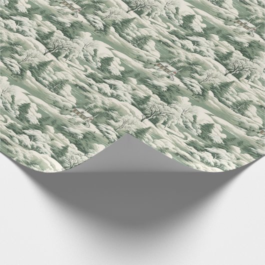 Groen toilet besneeuwd landschap cadeaupapier (Hoek)