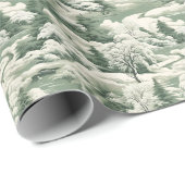 Groen toilet besneeuwd landschap cadeaupapier (Rol Hoek)