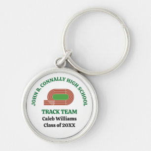 Groen Track Team Aangepaste Hardloopster Middelbar Sleutelhanger