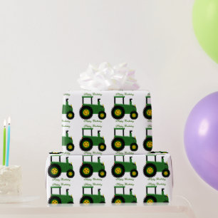 Groen Tractor Ontwerp Verjaardag Cadeaupapier