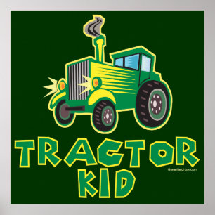 Groen tractorKind Poster