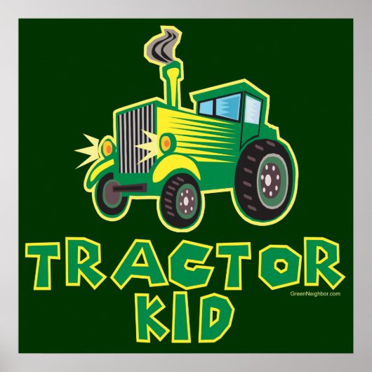 Groen tractorKind Poster (Voorkant)