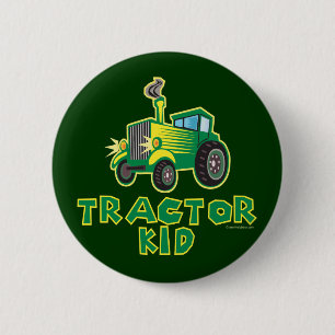 Groen tractorKind Ronde Button 5,7 Cm