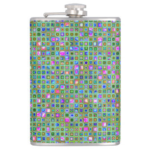 Groen 'Trellis' getextureerd Mosaic Tiles Pattern Heupfles