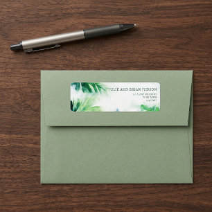 Groen Tropisch Blad Retouradreslabel Etiket