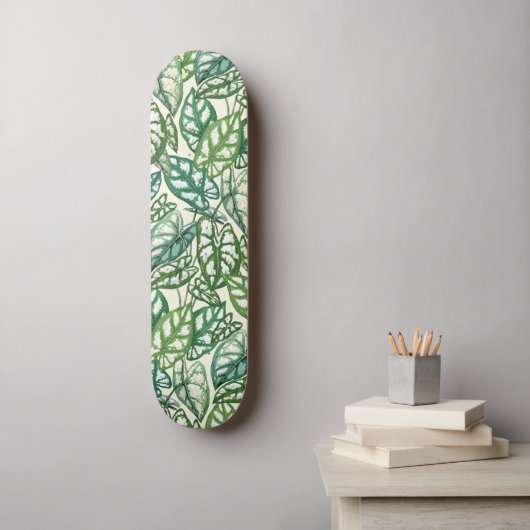 Groen tropisch lederen patroon skateboard (Muurkunst)
