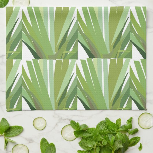 Groen tropisch lederen patroon theedoek (Gevouwen)