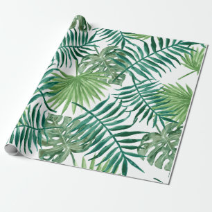 Groen tropisch Monstera en palmbladeren Cadeaupapier