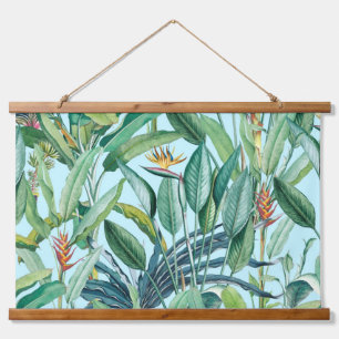 Groen tropisch Oerwoud Banaan Strelitzia Hangend Wandkleed