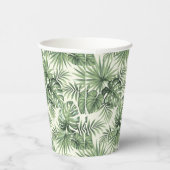Groen Tropisch palm leest Patroon Papieren Bekers (Rechts)