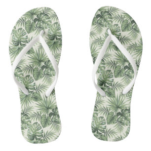 Groen Tropisch palm leest Patroon Teenslippers