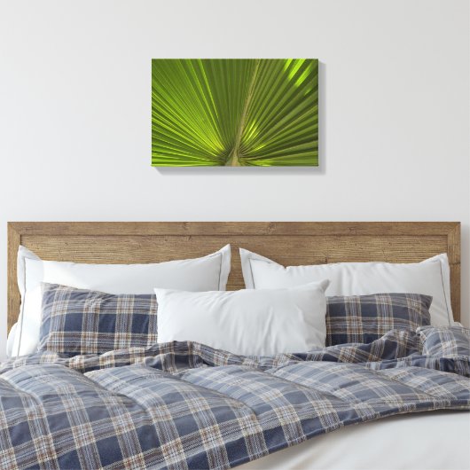 Groen tropisch palm rond canvas afdruk (Insitu (Slaapkamer))