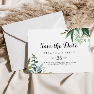groen tropische kalligrafie horizontale bruiloft save the date