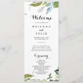 Groen Tropische Kalligrafie Trouwprogramma Programma (Voorkant)