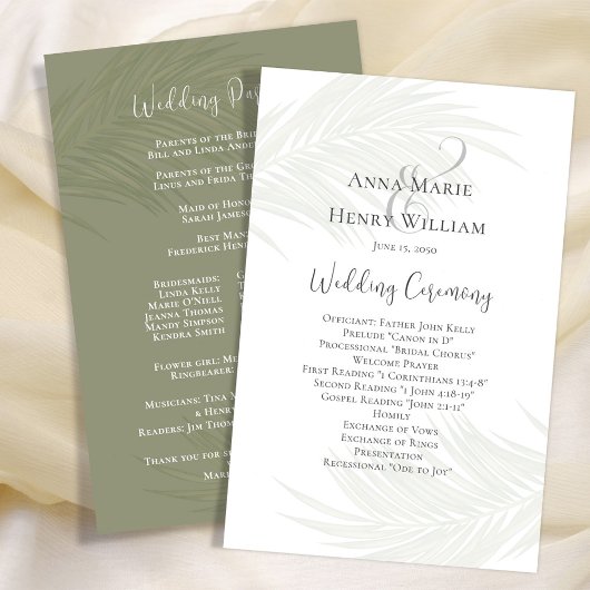 Groen Trouwprogramma Elegante palmbladeren