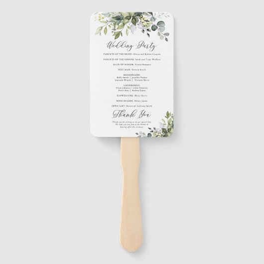 Groen Trouwprogramma Hand Fan Handwaaier (Achterkant)