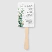 Groen Trouwprogramma Waterverf Eucalyptus Handwaaier (Voorkant)