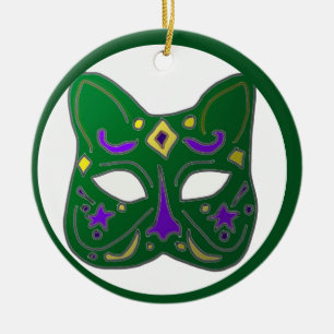 Groen Venetiaans kattenmaskerontwerp Keramisch Ornament