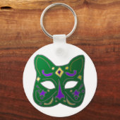Groen Venetiaans kattenmaskerontwerp Sleutelhanger (Voorkant)