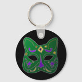Groen Venetiaans kattenmaskerontwerp Sleutelhanger (Achterkant)