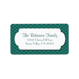 Groen Ventilatorpatroon met Wit Lijst Etiket