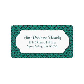 Groen Ventilatorpatroon met Wit Lijst Etiket