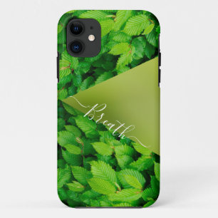 Groen verlaat abstracte monogram iPhone 11 hoesje