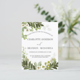 Groen verlaat tijdloze botanische bruiloft briefkaart