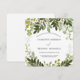 Groen verlaat tijdloze botanische bruiloft kaart