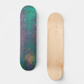 Groen versleten met cyaantoon skateboard (Voorkant)