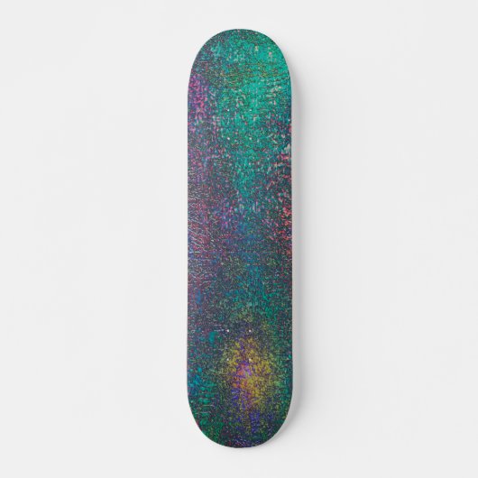 Groen versleten met cyaantoon skateboard (Voorkant)