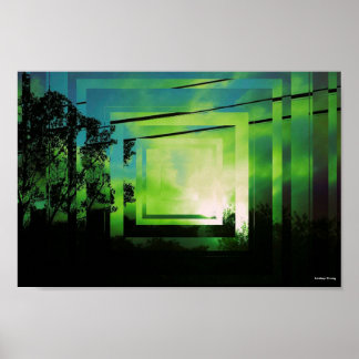 Groen vierkant Poster 12 x 8 inch