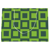 Groen vierkantjes geometrisch groot cadeauzakje (Voorkant)