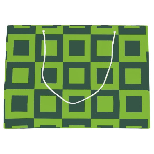 Groen vierkantjes geometrisch groot cadeauzakje (Voorkant)
