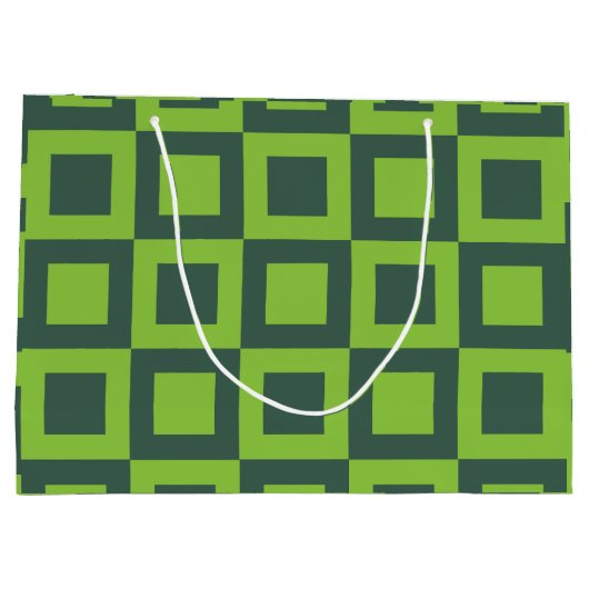 Groen vierkantjes geometrisch groot cadeauzakje (Achterkant)