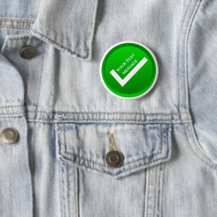 Groen vinkmerksymbool ronde button 5,7 cm