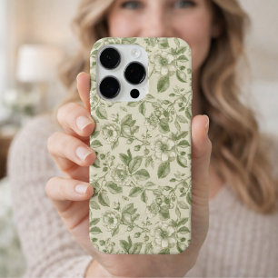Groen vintage botanisch toilepatroon iPhone 16 pro hoesje