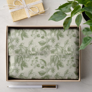 Groen Vintage Botanisch Toilepatroon Tissuepapier