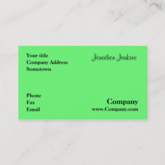 Groen Visitekaartje (Voorkant)