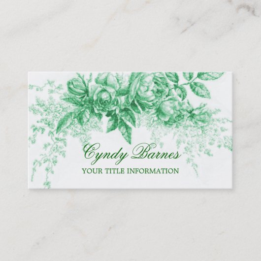 Groen Visitekaartje met Floral Spray (Voorkant)