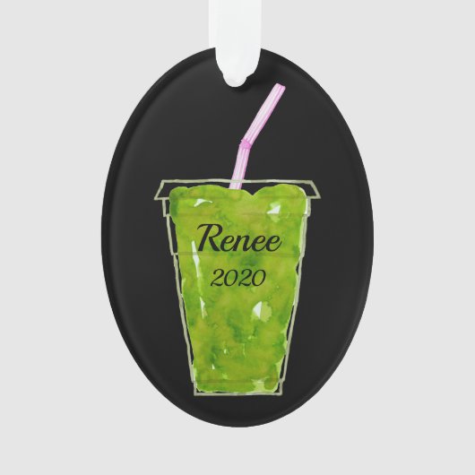 Groen vloeiend gepersonaliseerd ornament (voorkant)