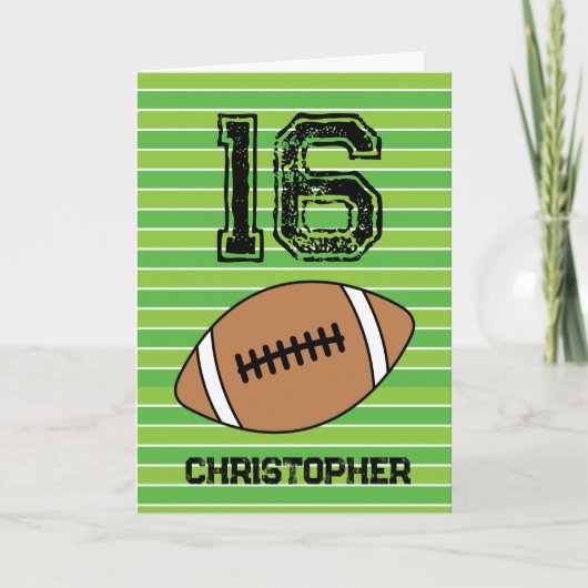 Groen Voetbal 16de Verjaardag Kaart (Voorkant)
