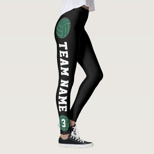 Groen Volleybal de Naam van het Team van de Douane Leggings (Rechts)