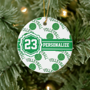 Groen Volleyball Naam DIY en Aantal Keramisch Ornament