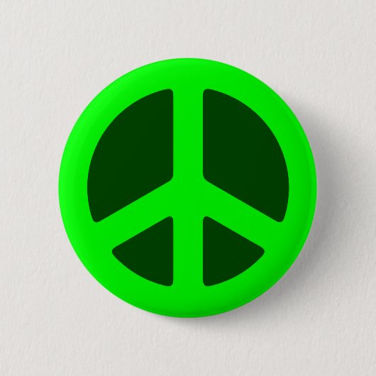 Groen vredesteken ronde button 5,7 cm (Voorkant)